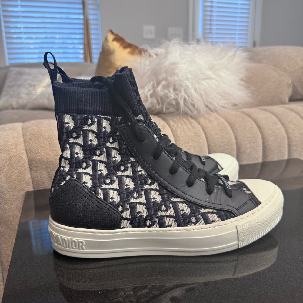 Dior Navy and White High-Top Sneakers